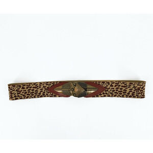 Omega Leopard Print Belt with Gold Buckle